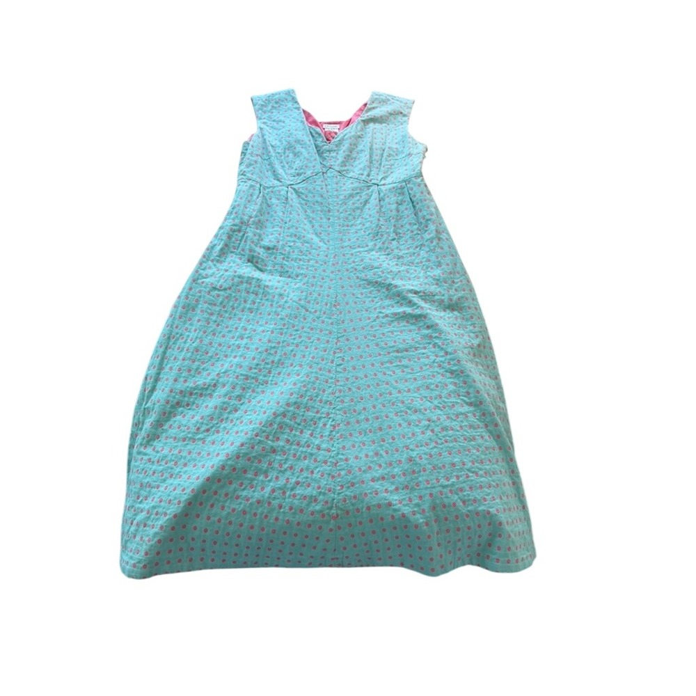 "J Peterman" Womens Teal Pink Polka Dot Cotton Sleeveless Maxi Dress Size 16